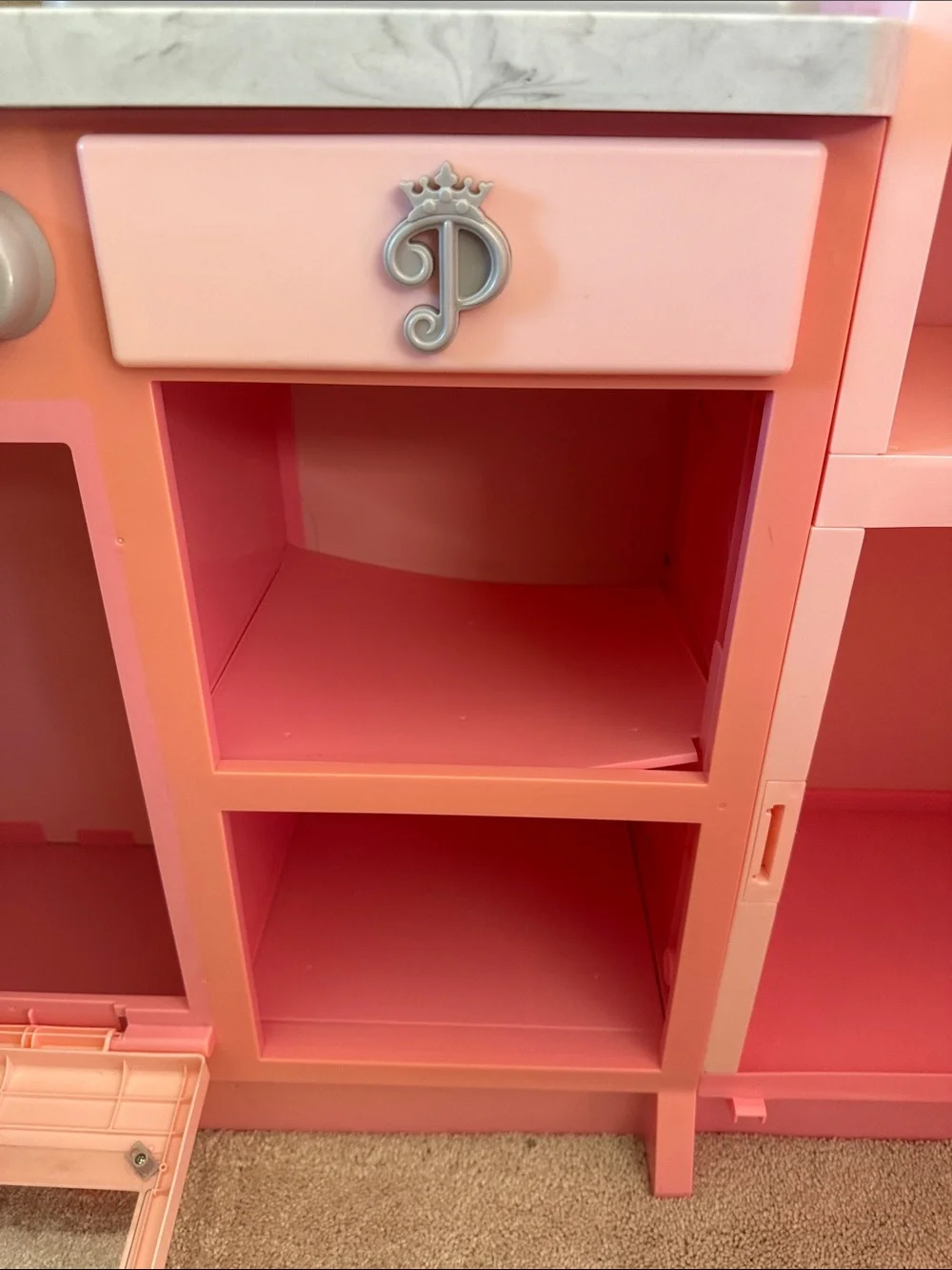 Pink Kids Disney Princess Play Kitchen with Refrigerator and Oven